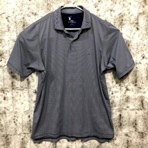 F&G Tech Mens XL Polo Shirt Golf Blue Stripe Stretch Spandex Lightweight